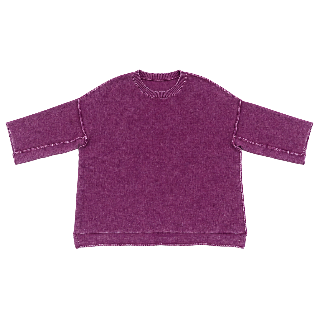 Easel Los Angeles Washed Knit Relaxed Crop Top Pink Size L 1