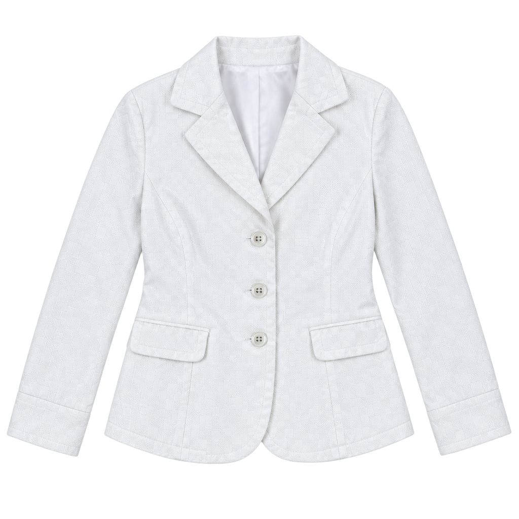Josephine Blazer Size 8 White Textured Cotton Button Front 1