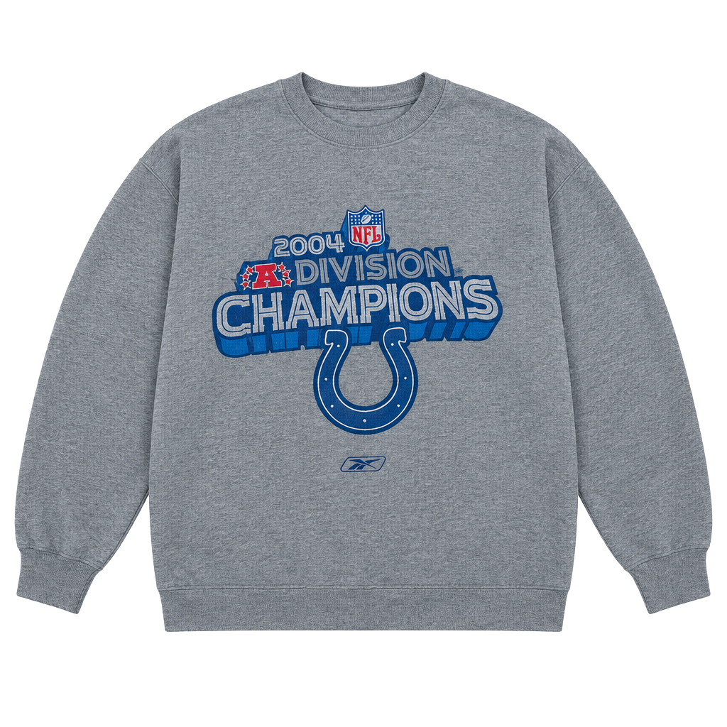 Reebok Indianapolis Colts Sweatshirt Size M 2004 Division Champions Gray 1
