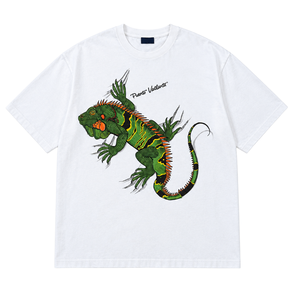 Trueno Puerto Vallarta Iguana T-Shirt Size XL White Graphic Tee 1