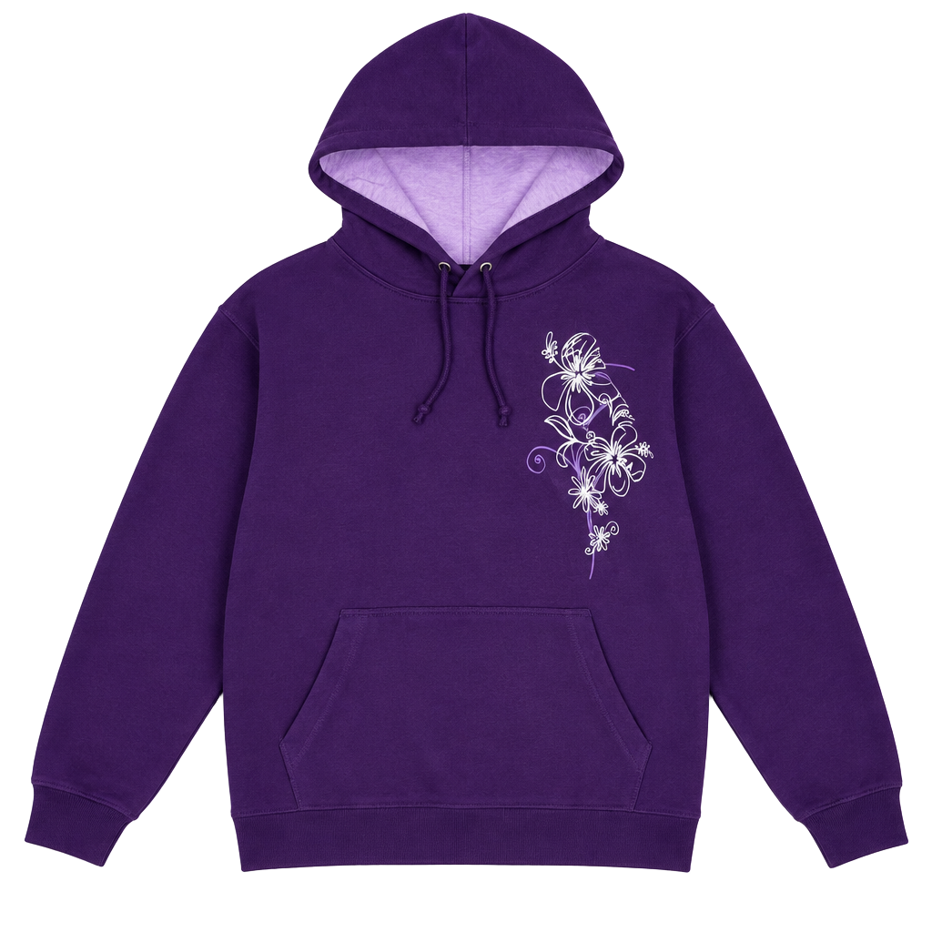 Y2k Purple Floral Graphic Hoodie 1