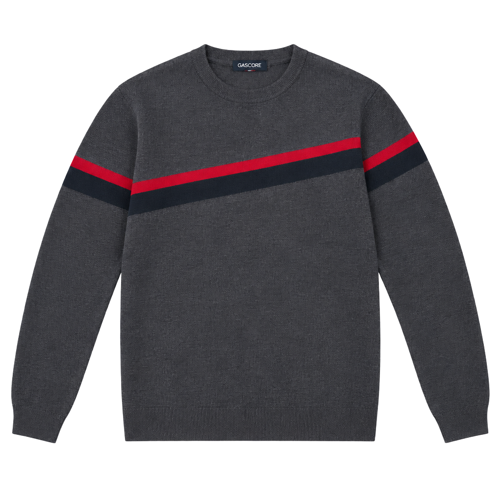 Cherokee Striped Sweater Size M Gray Red Crewneck 1