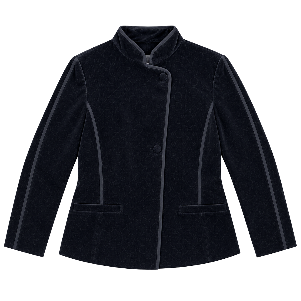 Gap Velvet Jacket Size 6 Black Mock Neck Button Blazer 1