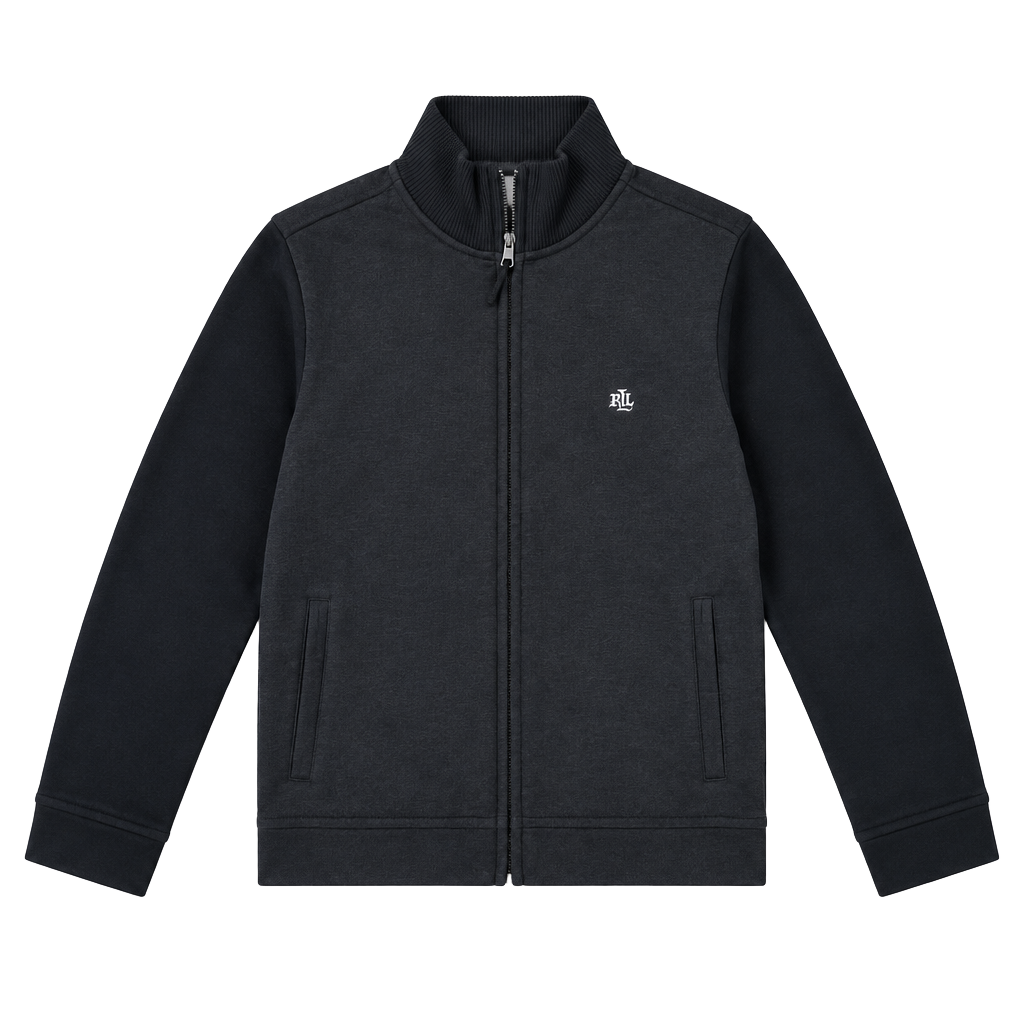 Lauren Ralph Lauren Full Zip Track Jacket Size M Black Cotton 1