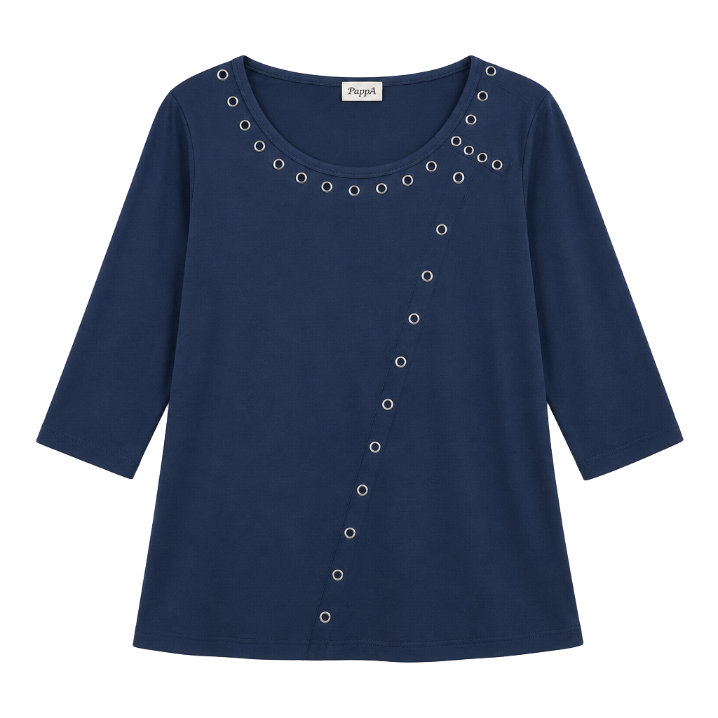 Papa Vancouver Bamboo Blue Cold-Shoulder Tunic Top wGrommets M 1