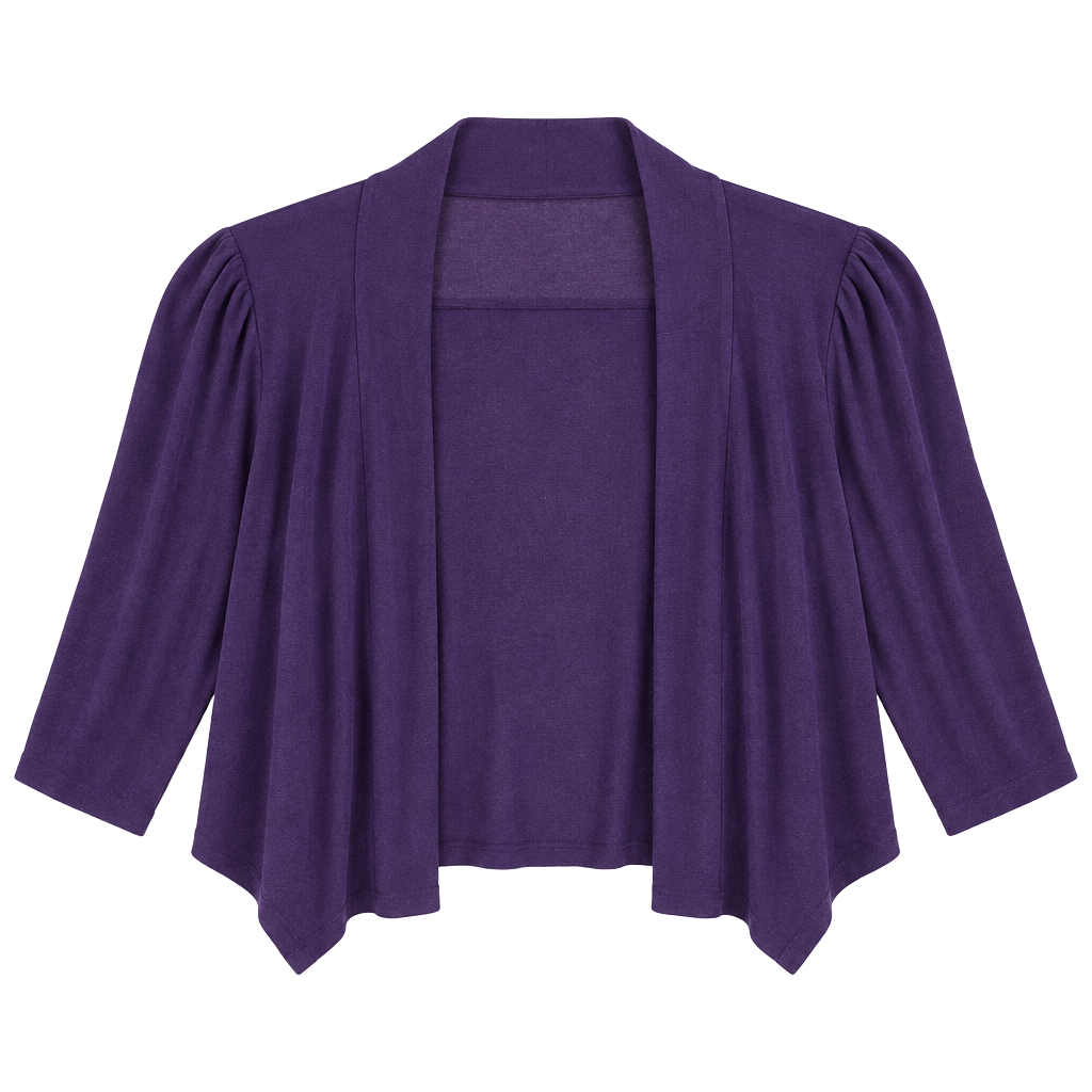 Cupio Open Front Cardigan Size L Purple Rayon Blend Cropped Sweater Top 1