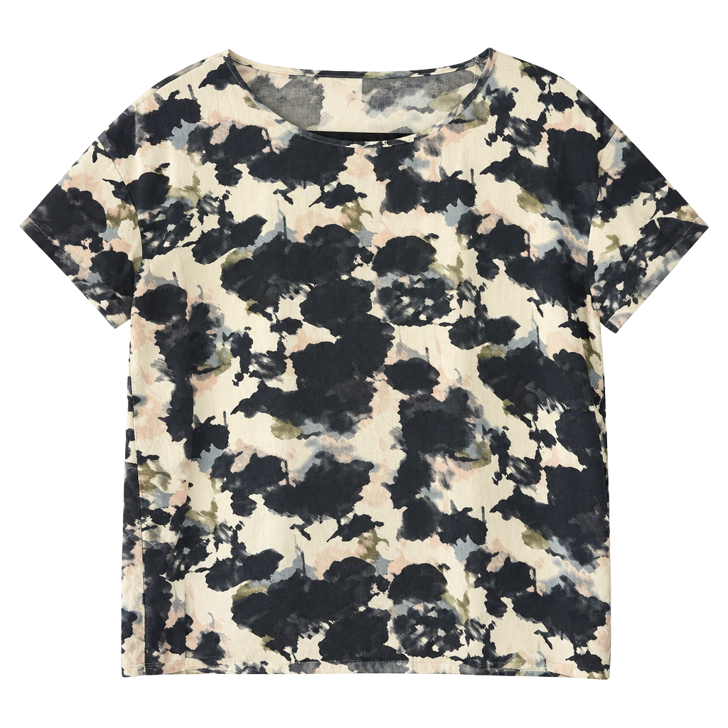 Soyaconcept Abstract Print Short Sleeve Top Viscose Blue 1