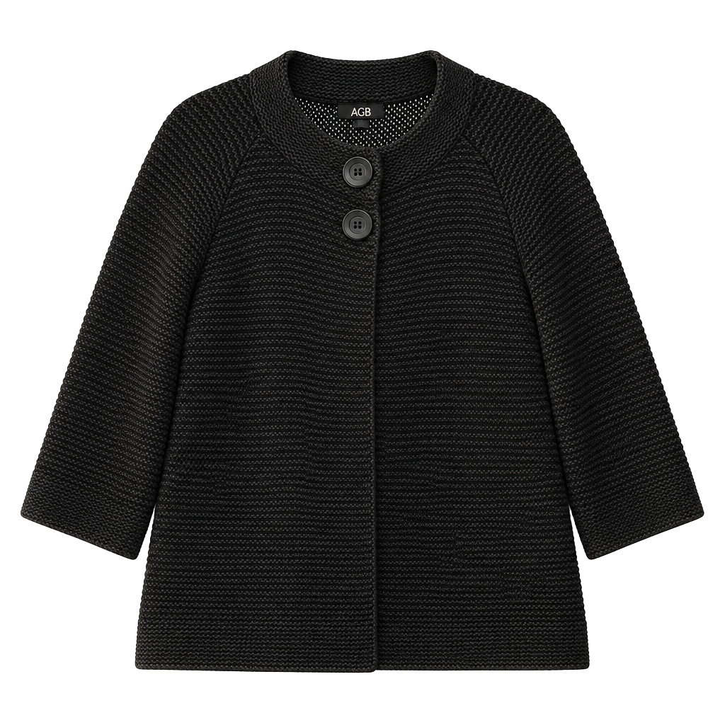 AGB Black Knit Cardigan Sweater Size M 60% Cotton 40% Acrylic 1