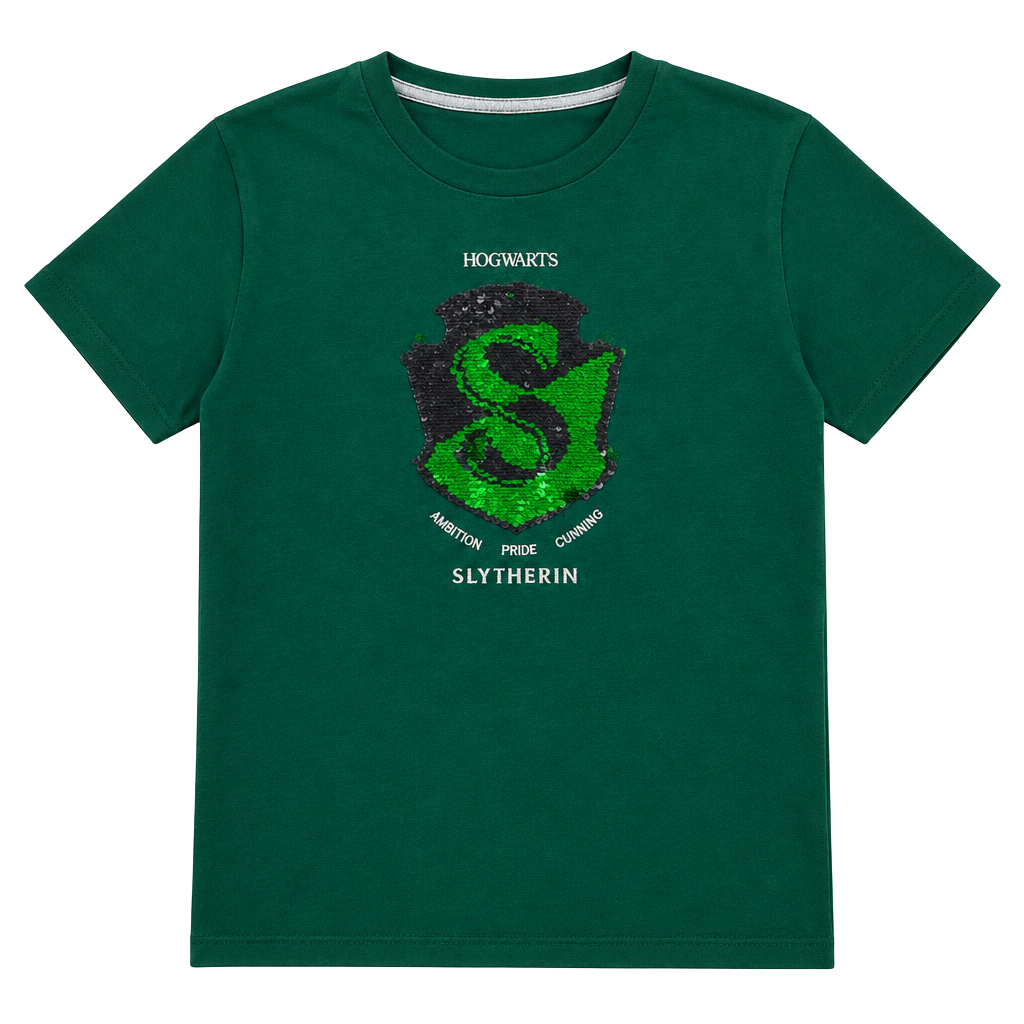 Universal Studios Harry Potter Slytherin Sequin T-Shirt Size L 1