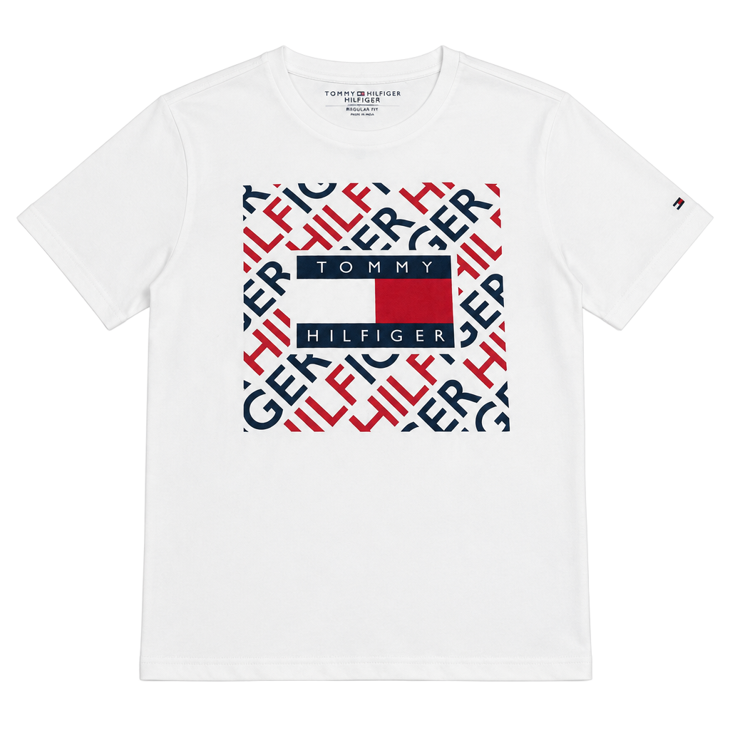 Tommy Hilfiger Graphic T-Shirt Size M (12/14) Bright White 1