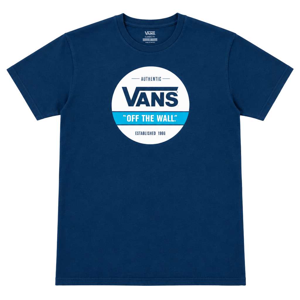 VANS Off The Wall Blue Graphic Logo Print Crew Neck T-Shirt Men's Regular L 1