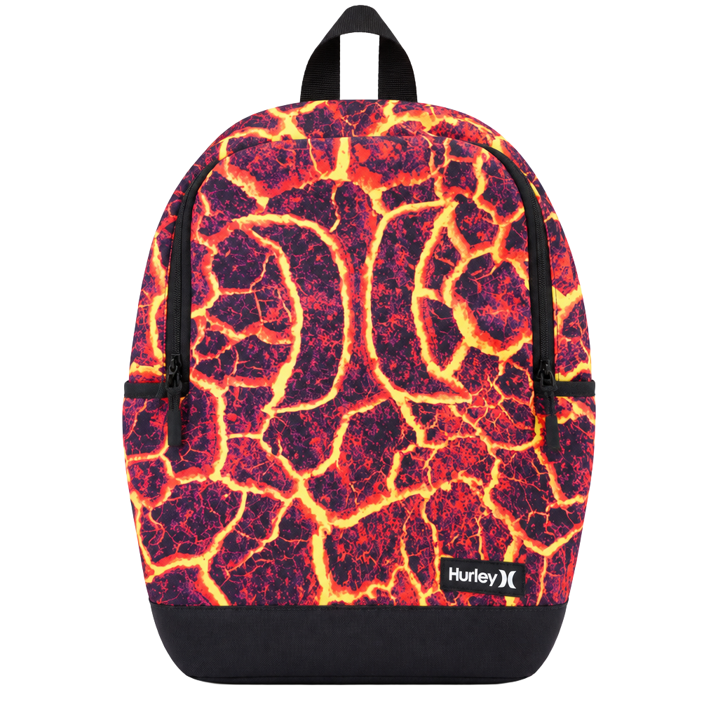 Hurley Abstract Pattern Backpack Zip Closure Adjustable Strap Pockets 1