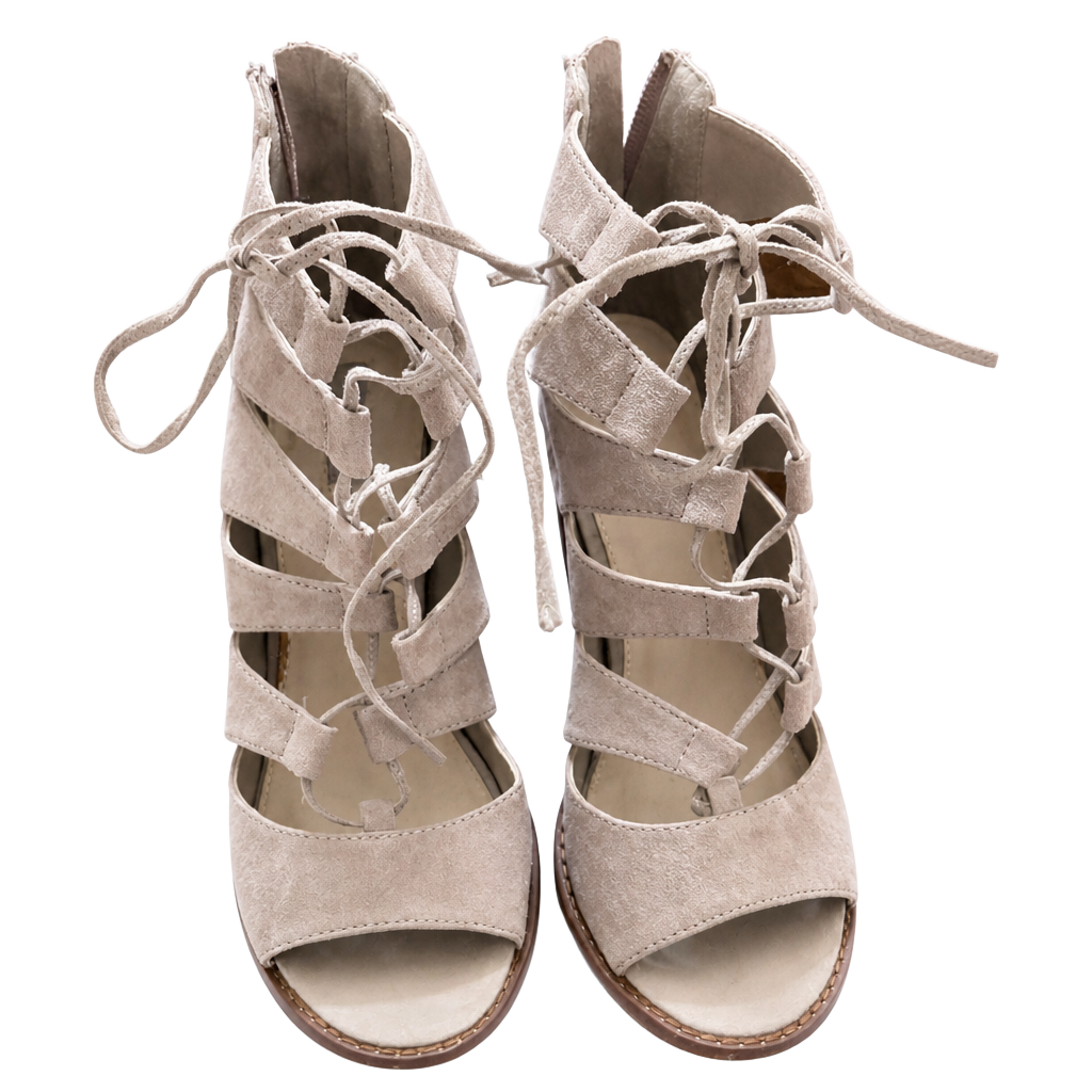 Forever 21 Shoes / Heels/Medi Lace Up - Open Toe Taupe Size 6 New 1