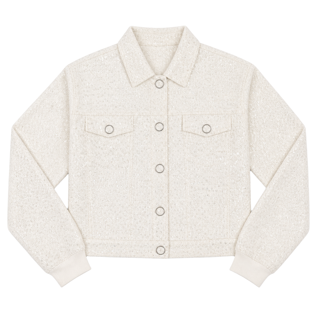 Central Park West Sequin Jacket Size S White 1