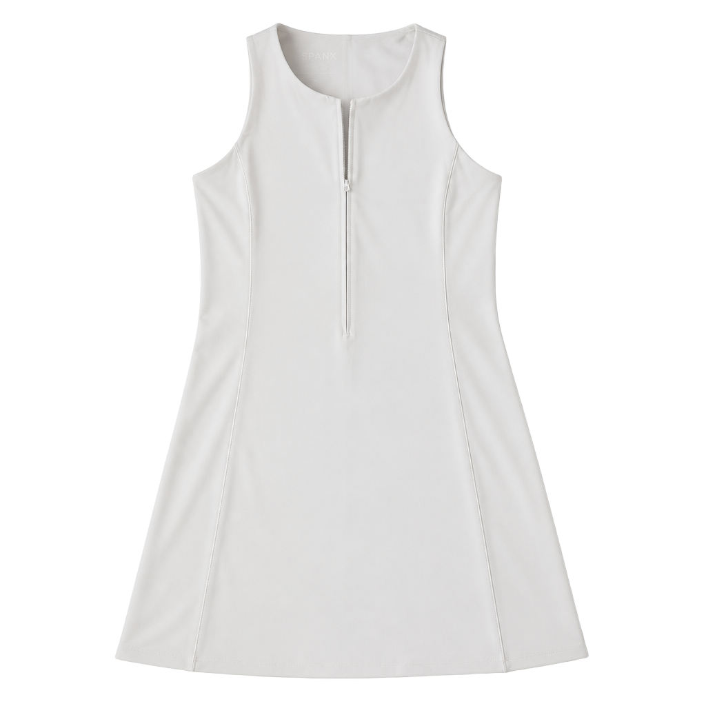 Spanx The Get Moving Zip Front Dress Vivid White Size M 1