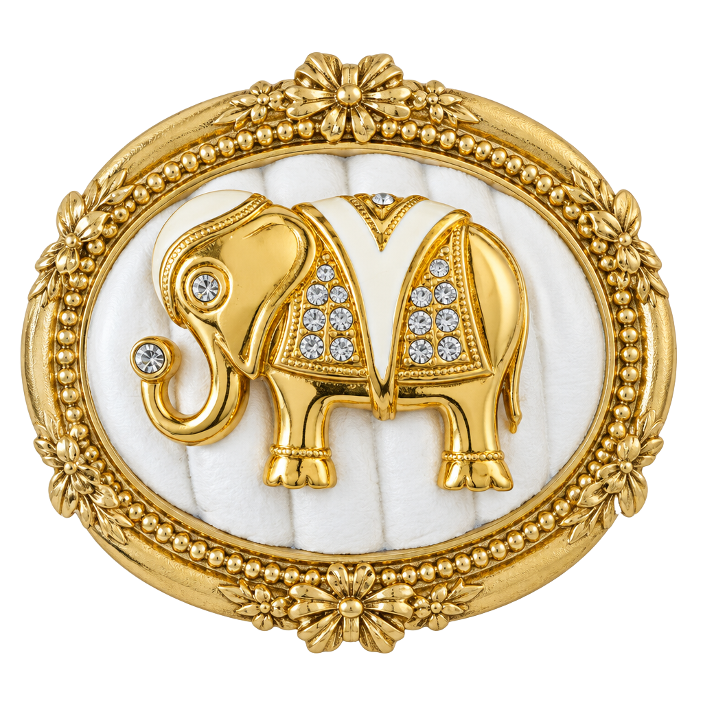 Kenneth Jay Lane KJL for Avon Elephant Brooch Pendant Gold Tone Rhinestone 1
