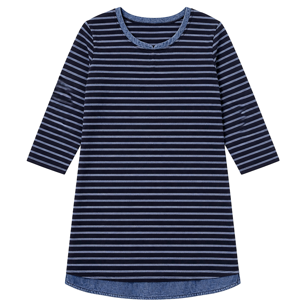 J.Jill Size L Blue Striped Cotton Tencel Lyocell Hem Dress 1