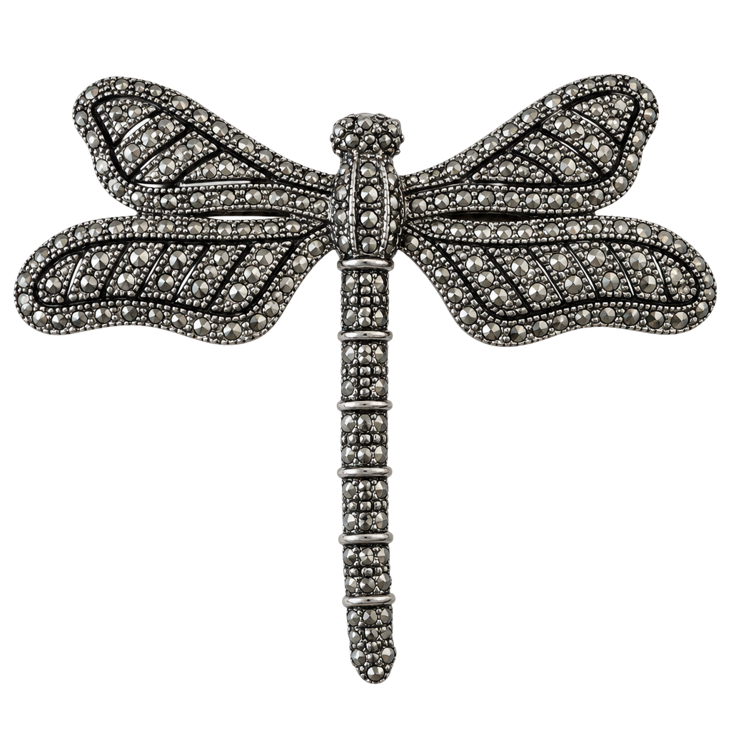 Luminous Vintage Dragonfly Brooch Pin Silver Tone 1