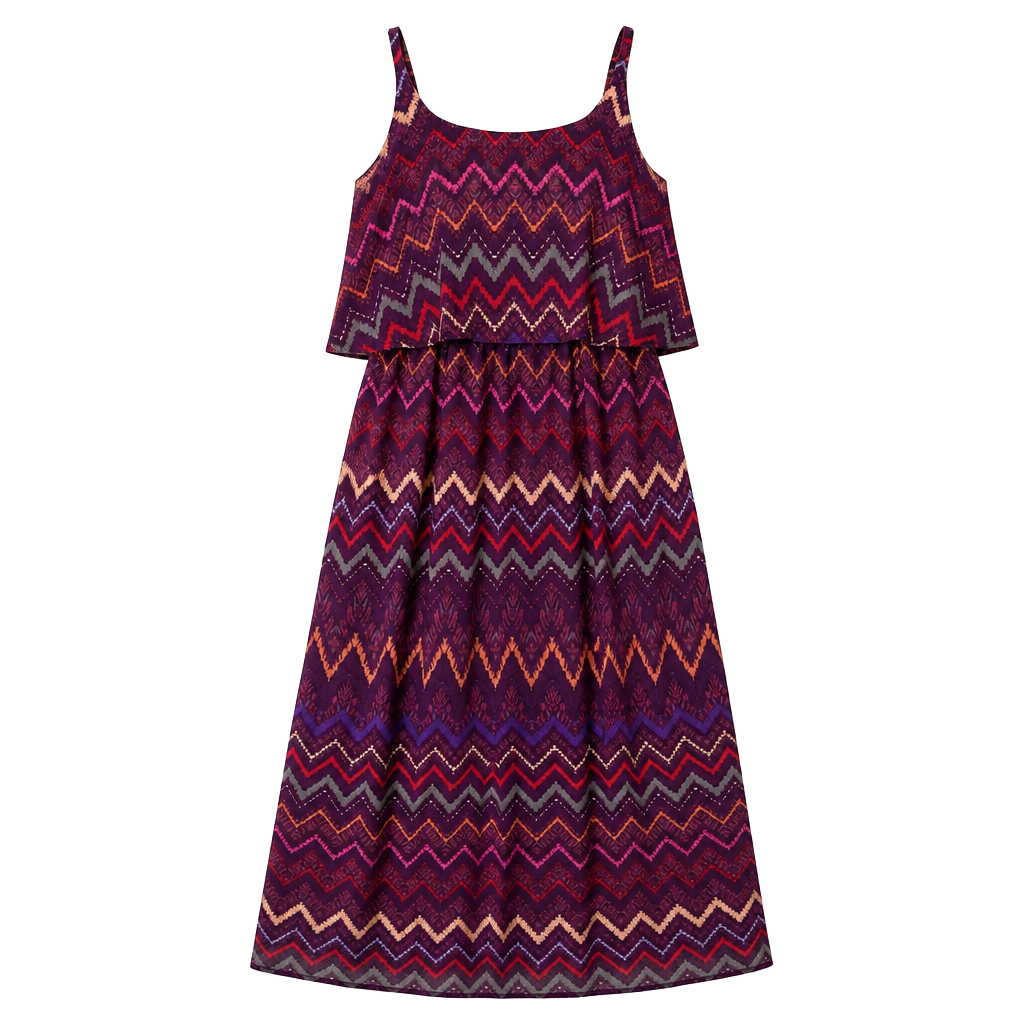 Faded Glory Tiered Maxi Dress Spaghetti Straps Size Large 1
