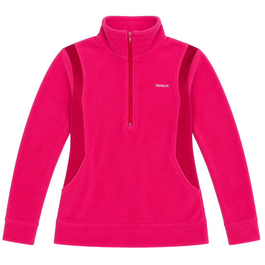 Reebok Women's Pink Fleece Quarter Zip Pullover Size Large 1
