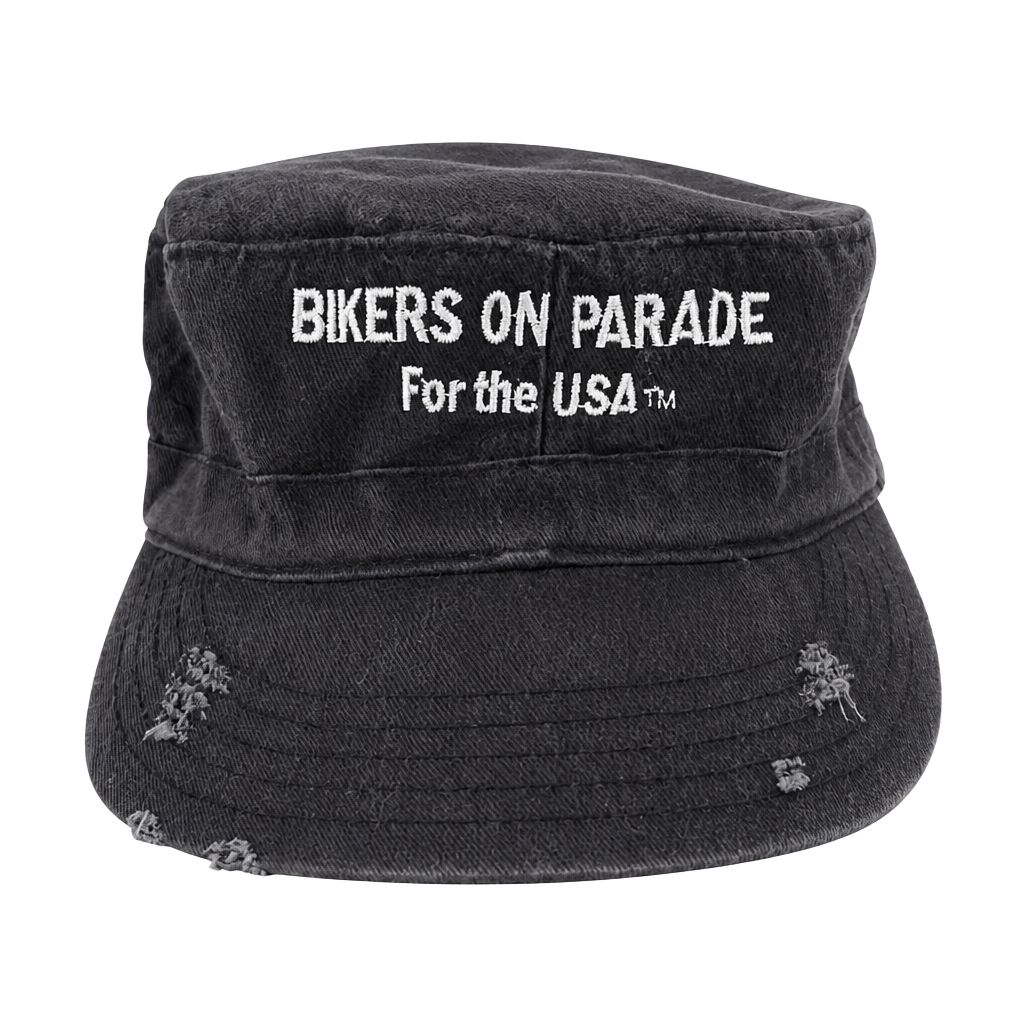 Bikers on Parade Distressed Cadet Hat Black Cotton 1