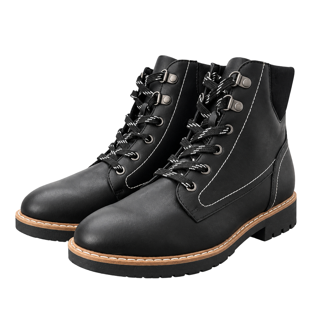 St. John's Bay Durham Boots Size 7M Black Faux Leather 1
