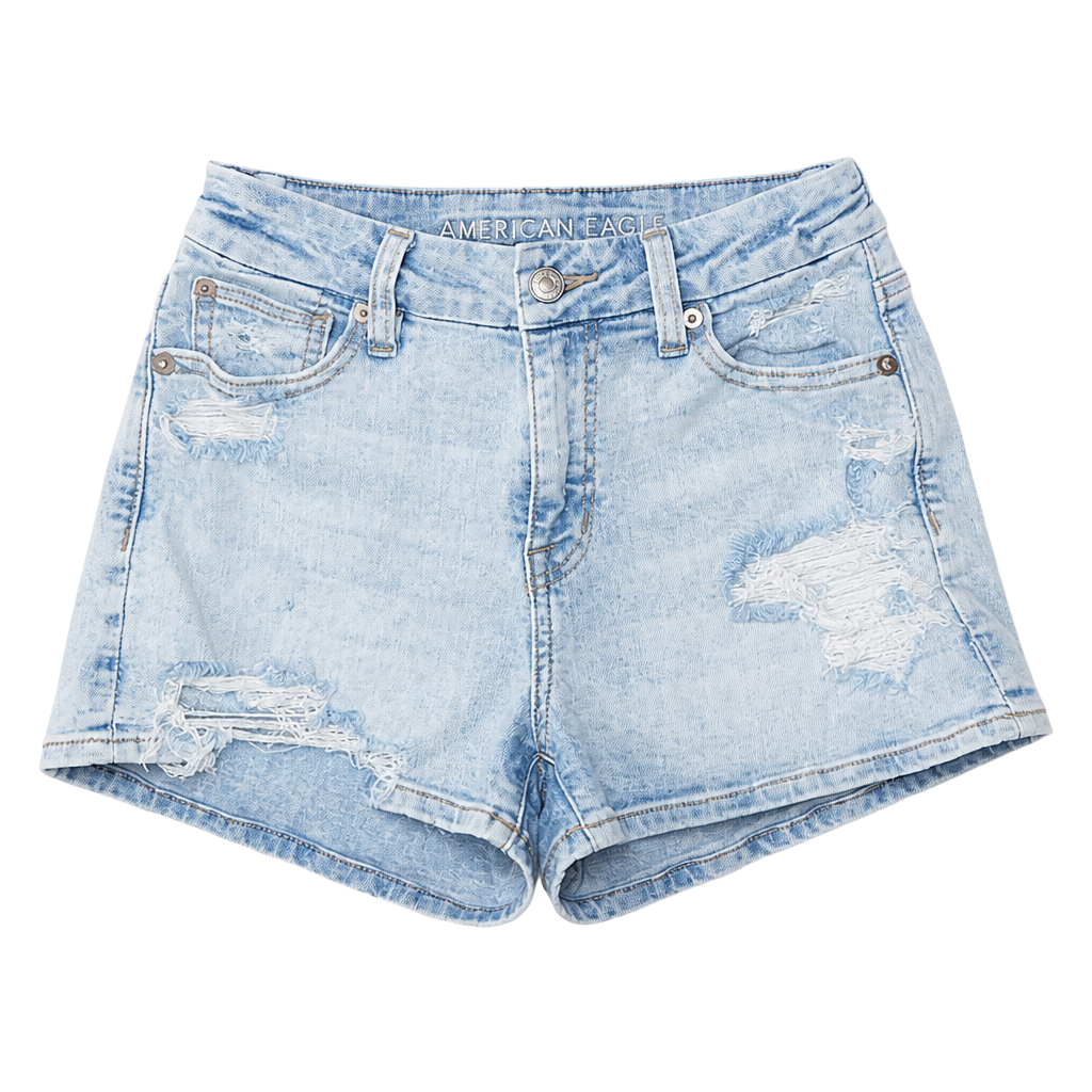 American Eagle Next Level Stretch High-Waisted Distressed Denim Shorts 1