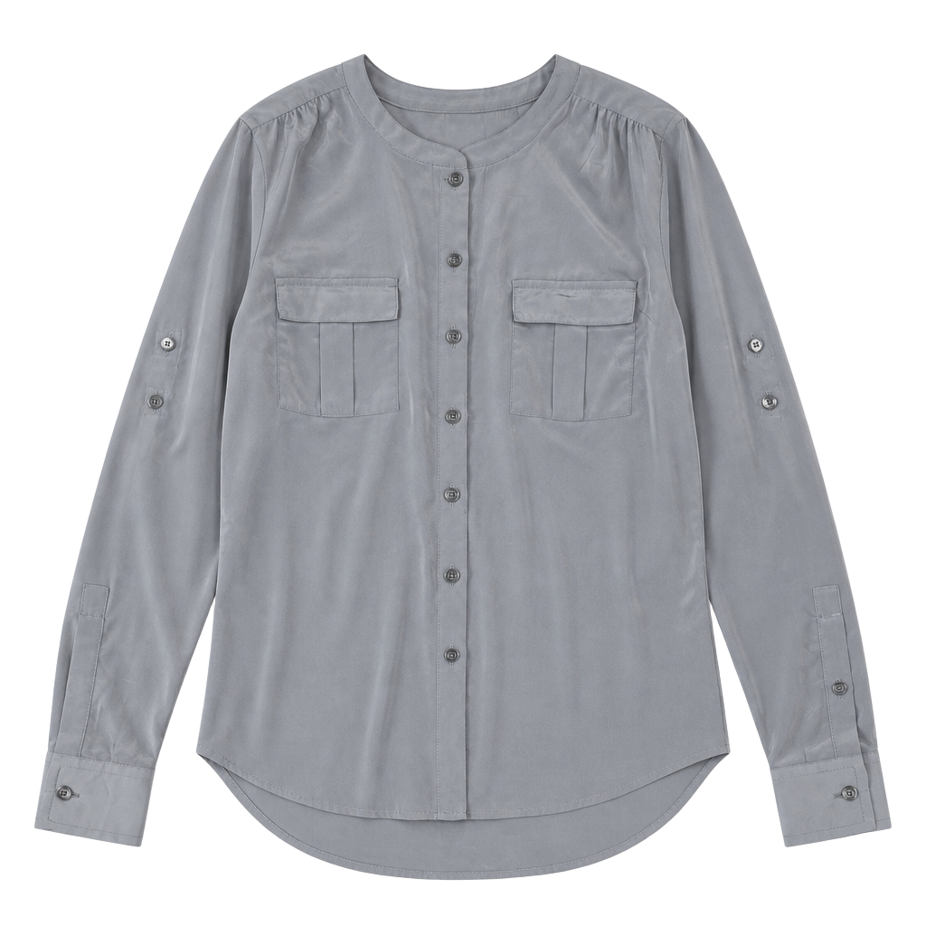 Soho New York & Company Jeans Gray Button Down Shirt Size S 1