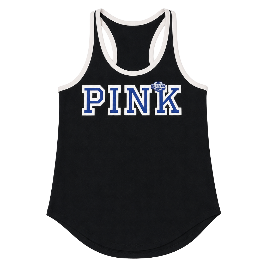 Victoria's Secret PINK Racerback Tank Top Black White Size XS 1