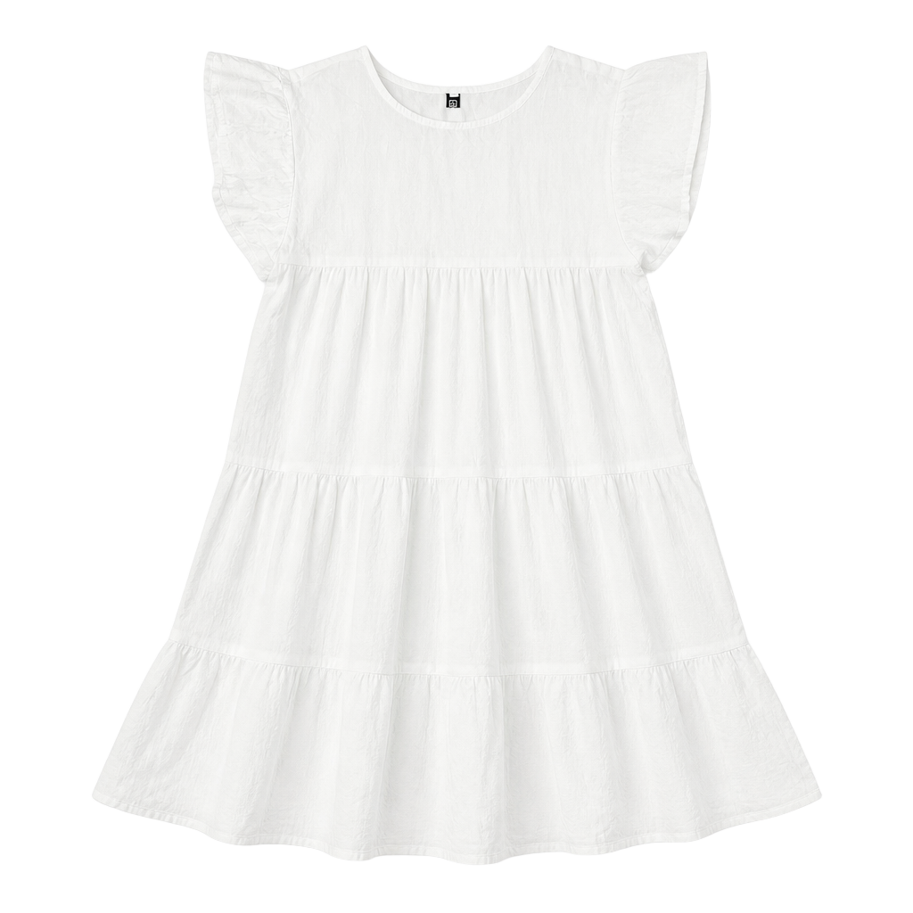 CBR White Tiered Ruffle Sleeve Mini Dress 1