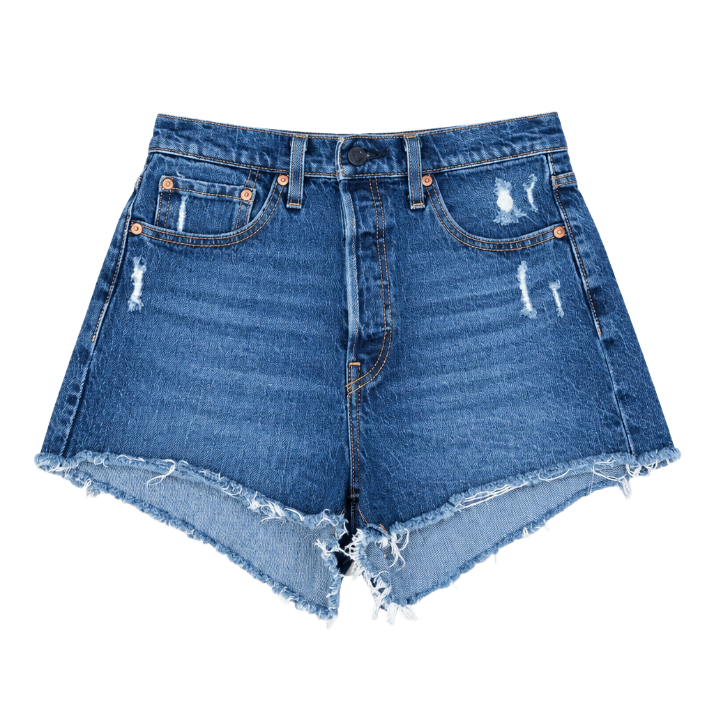 Levi's 501 Original Distressed High Rise Button Fly Denim Cutoff Shorts 1