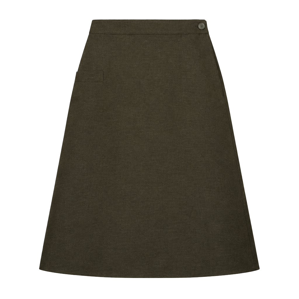 Vintage 90s NWT Collectible Gold Olive Linen A-Line Skirt Lined Pocket Size 10 1
