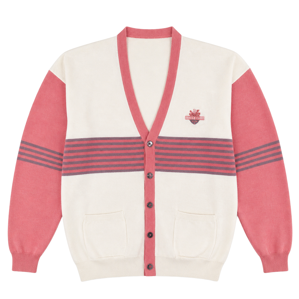 Vintage Lady Antigua Cress Creek Country Club Cardigan Pink Striped Size L 1