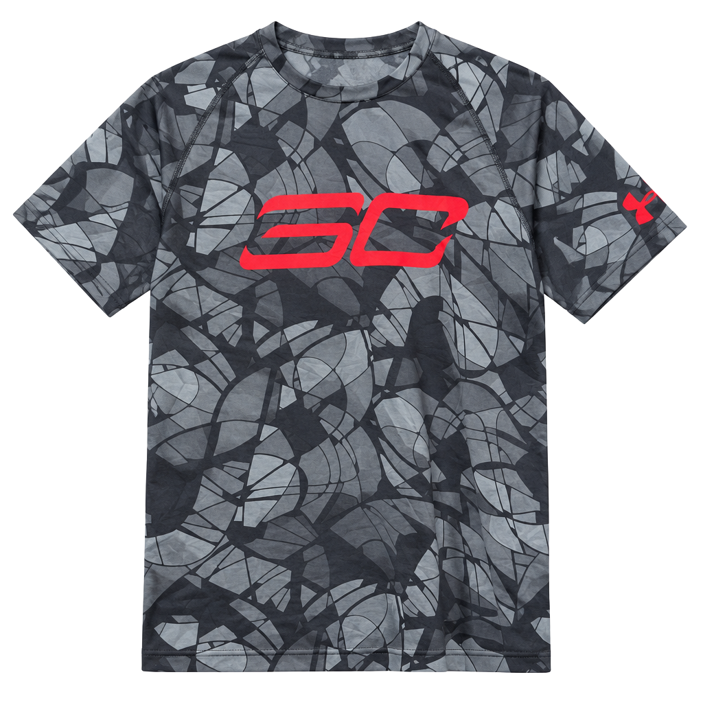 Under Armour Stephen Curry HeatGear T-Shirt MD/M Grey Shatter Print SC Logo 1