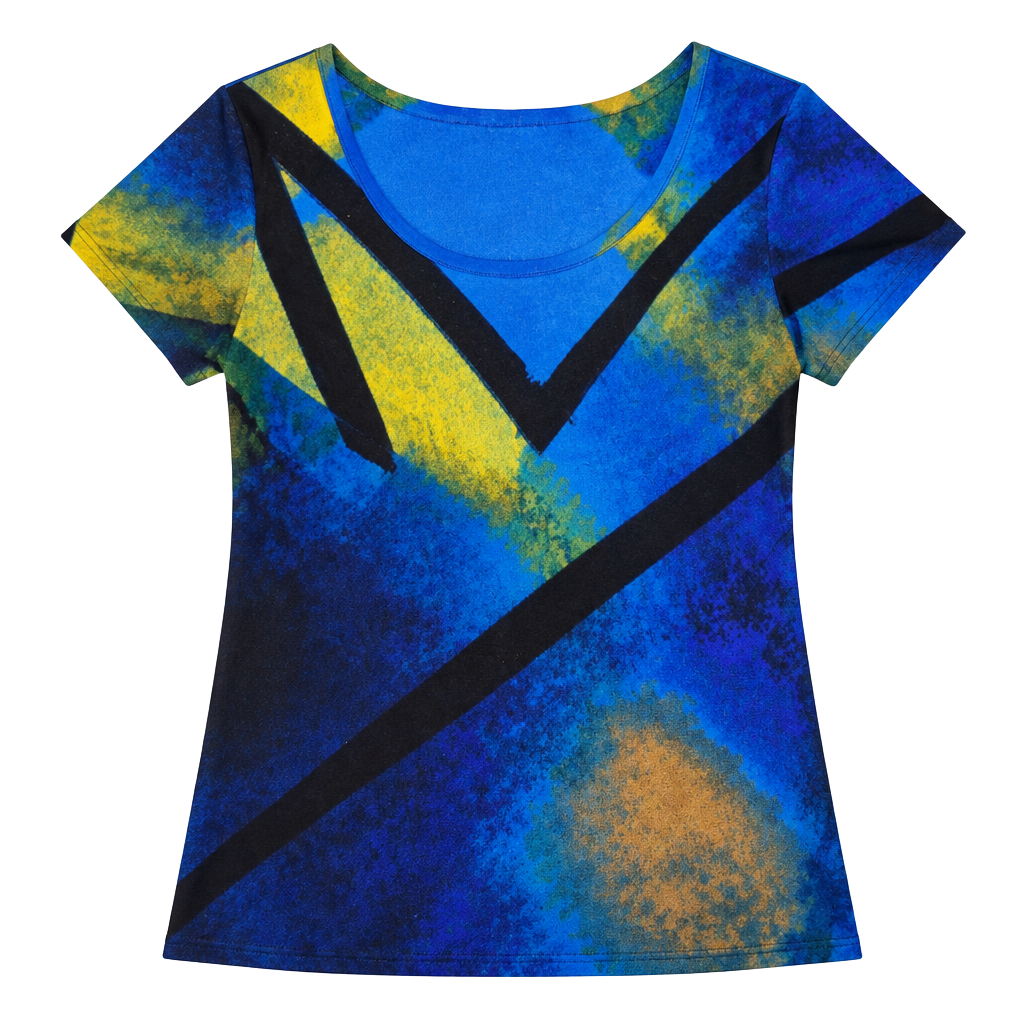 Alfani Petite Blouse Size P/S Blue Abstract Long Sleeve Shirt 1