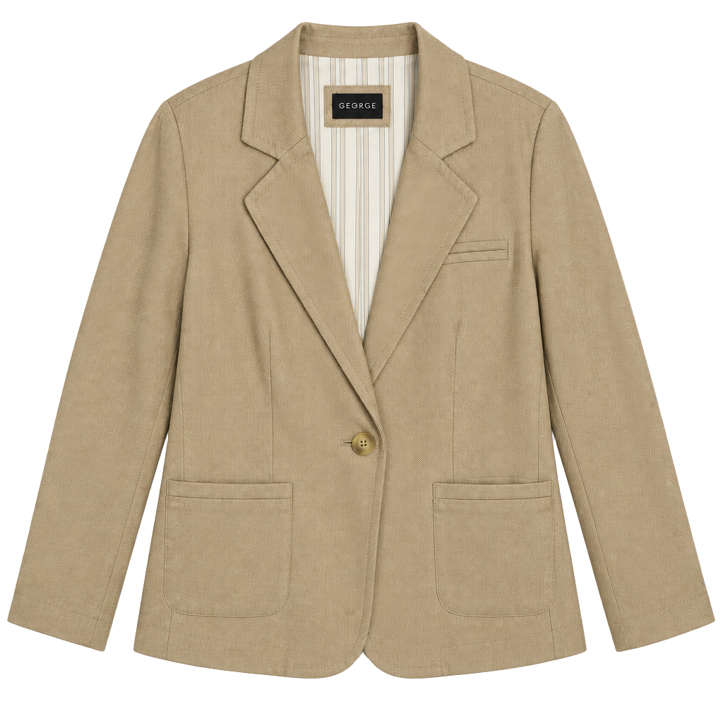 George Blazer Size 8 Khaki Cotton Blend Single Button 1
