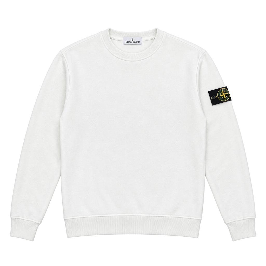 Stone Island Compass Patch Crewneck Sweatshirt White 1