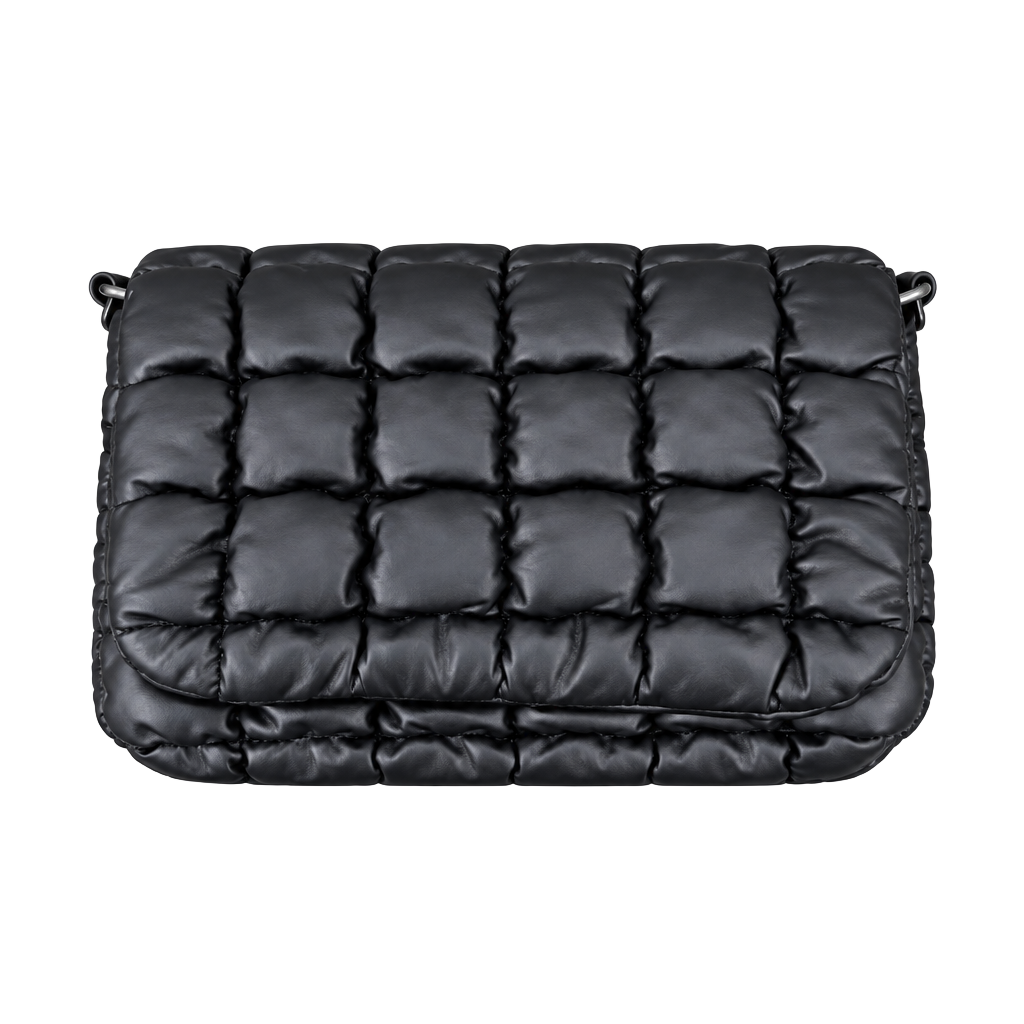Expressions NYC Quilted Crossbody Bag Black Faux Leather 1