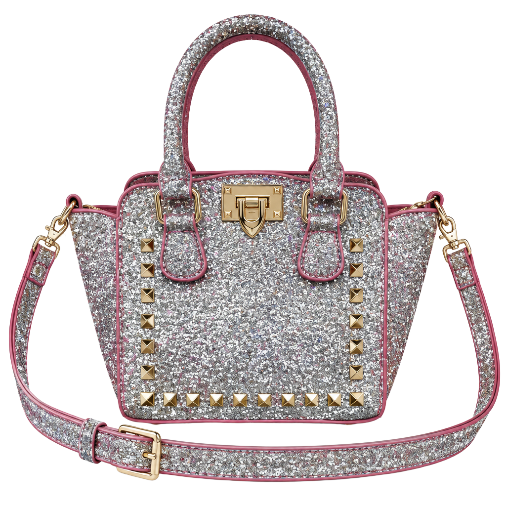 CMK Presents Glitter Studded Satchel Crossbody Handbag Pink
# mini purse # y2k #fairy # sparkling 1