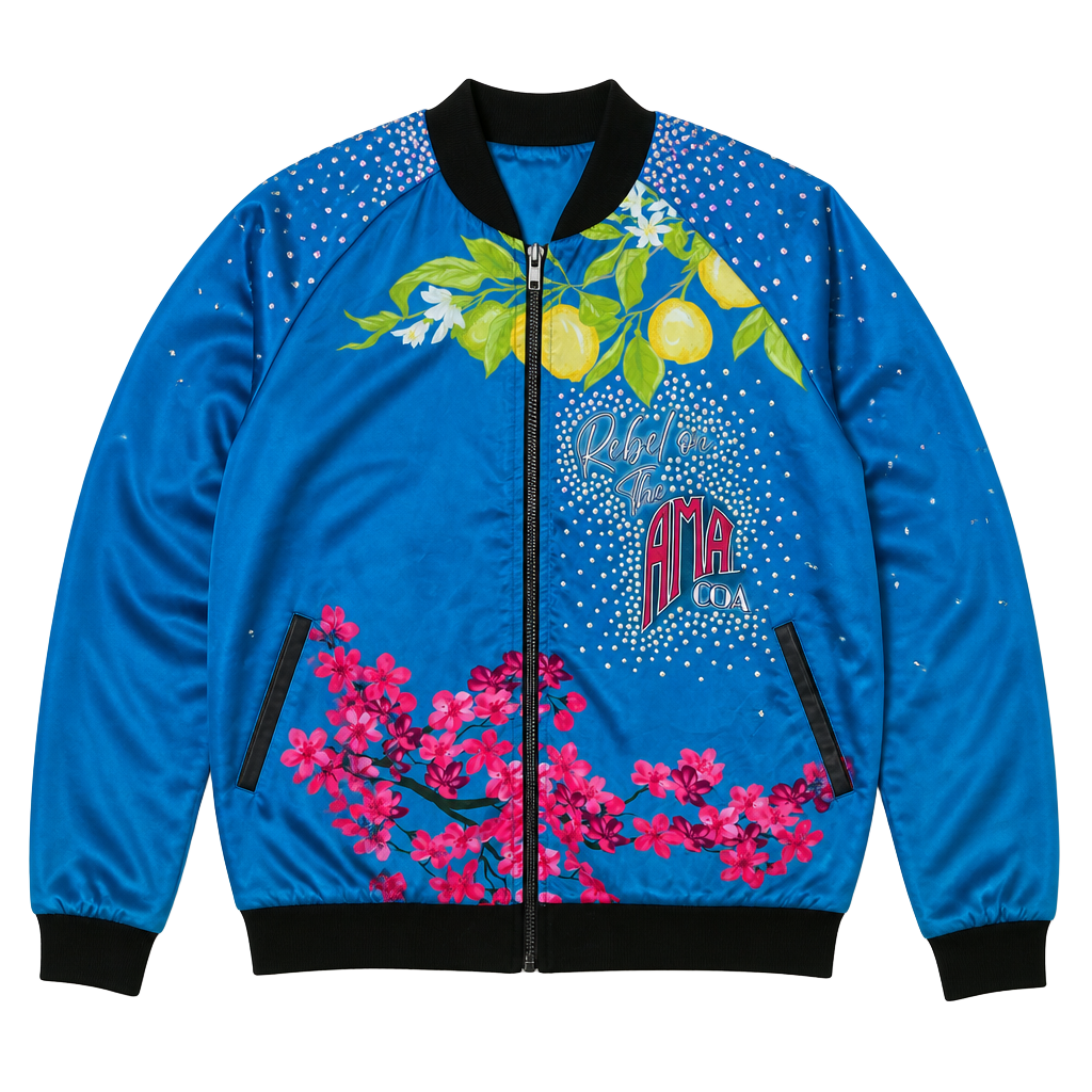 Rebel Athletic Rebel on the Amalfi Coast Crystal Embellished Bomber Jacket 1