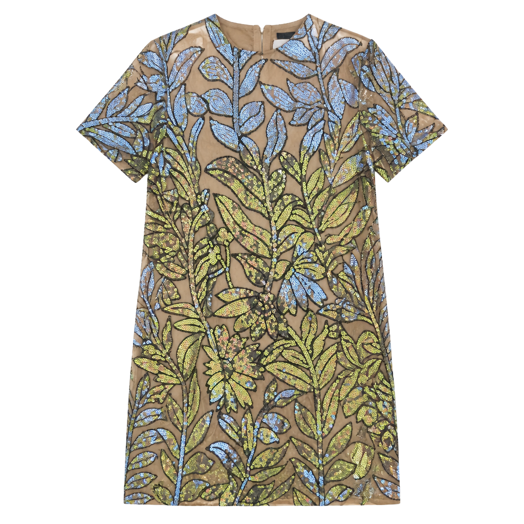 Fashion Nova Nova Luxe Floral Sequin Mesh Short Sleeve Mini Dress 1