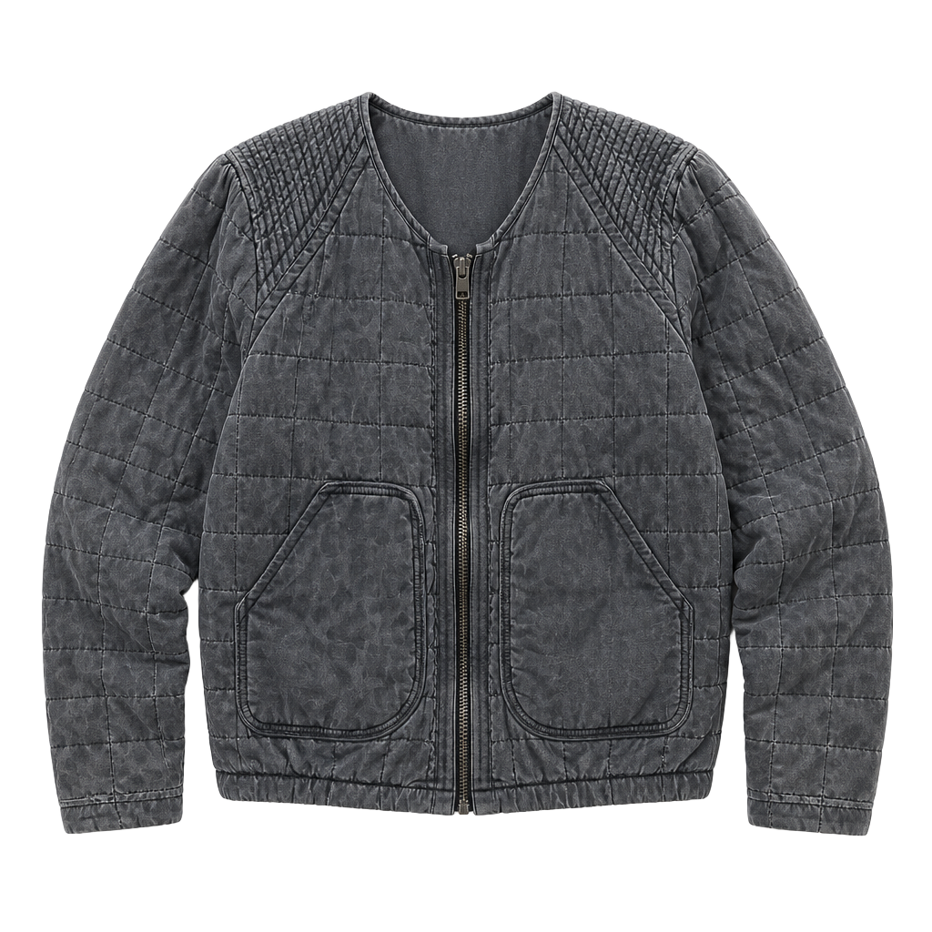 BlankNYC Quilted Leopard Print Acid Wash Bomber Jacket 1