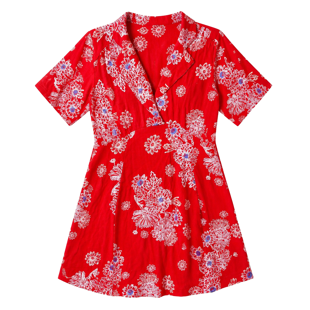 Free People Red Floral Print Mini Dress 1