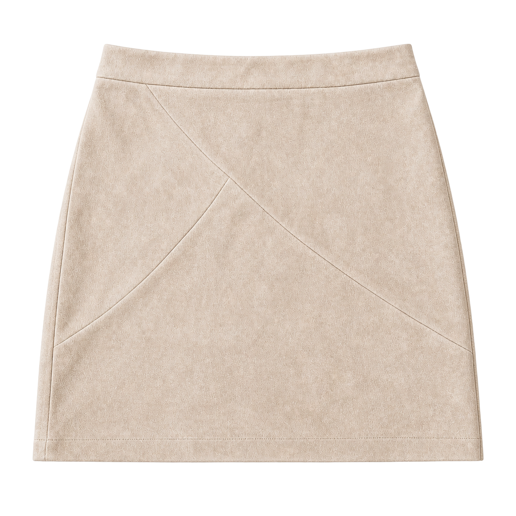Tan Faux Suede Mini Skirt Size L Beige 1