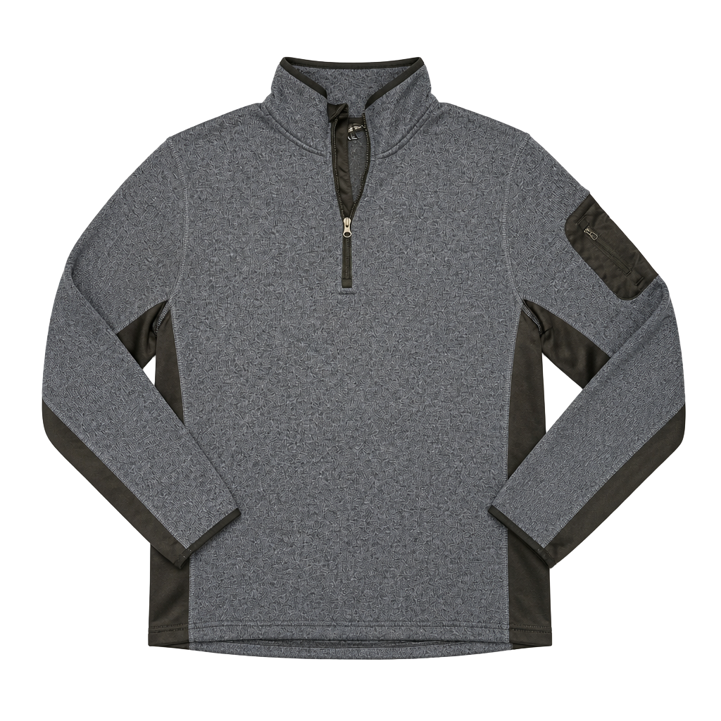 Beverly Hills Polo Club Men's 1/4 Zip Heather Gray Fleece Sweater with Arm Pocket Size L 1