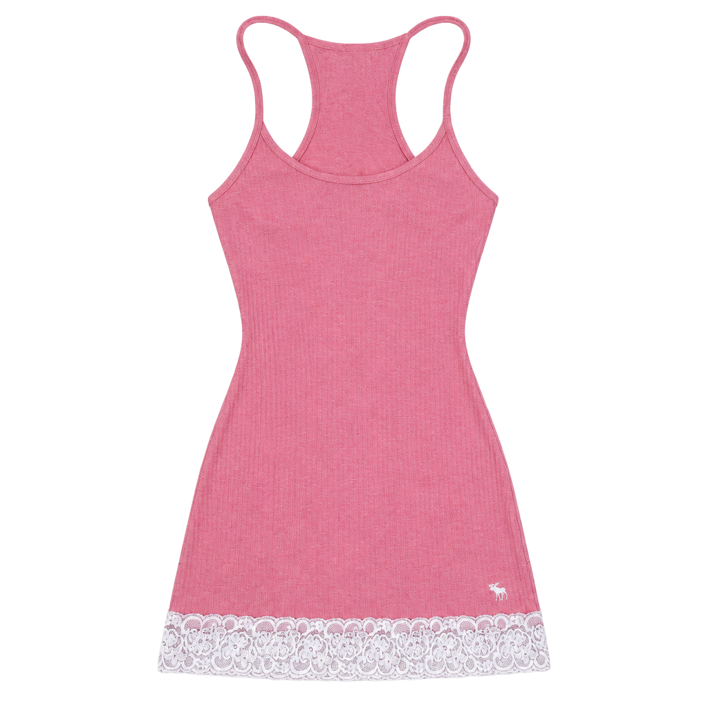 Vintage Abercrombie & Fitch Tank Top Pink Lace Trim 1