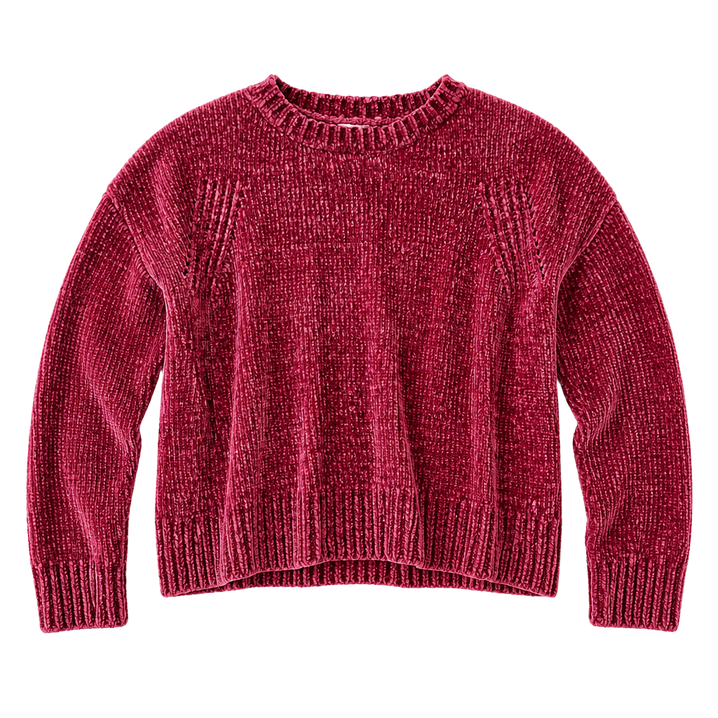 Altar'd State Women's Chenille Scalloped Hem Sweater Maroon Size S 1