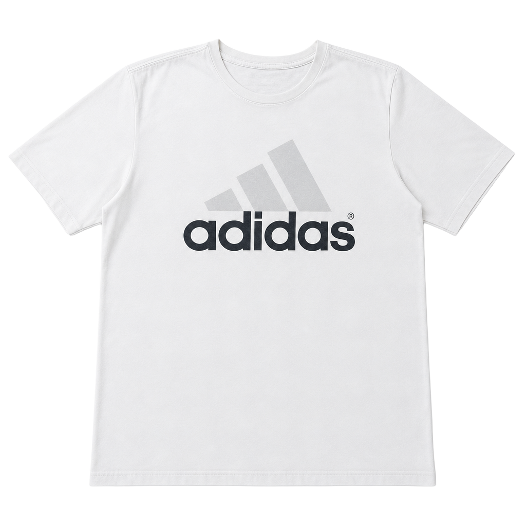 Distressed Vintage-Style Adidas The Go-To Tee Classic Big Logo White T-Shirt 1