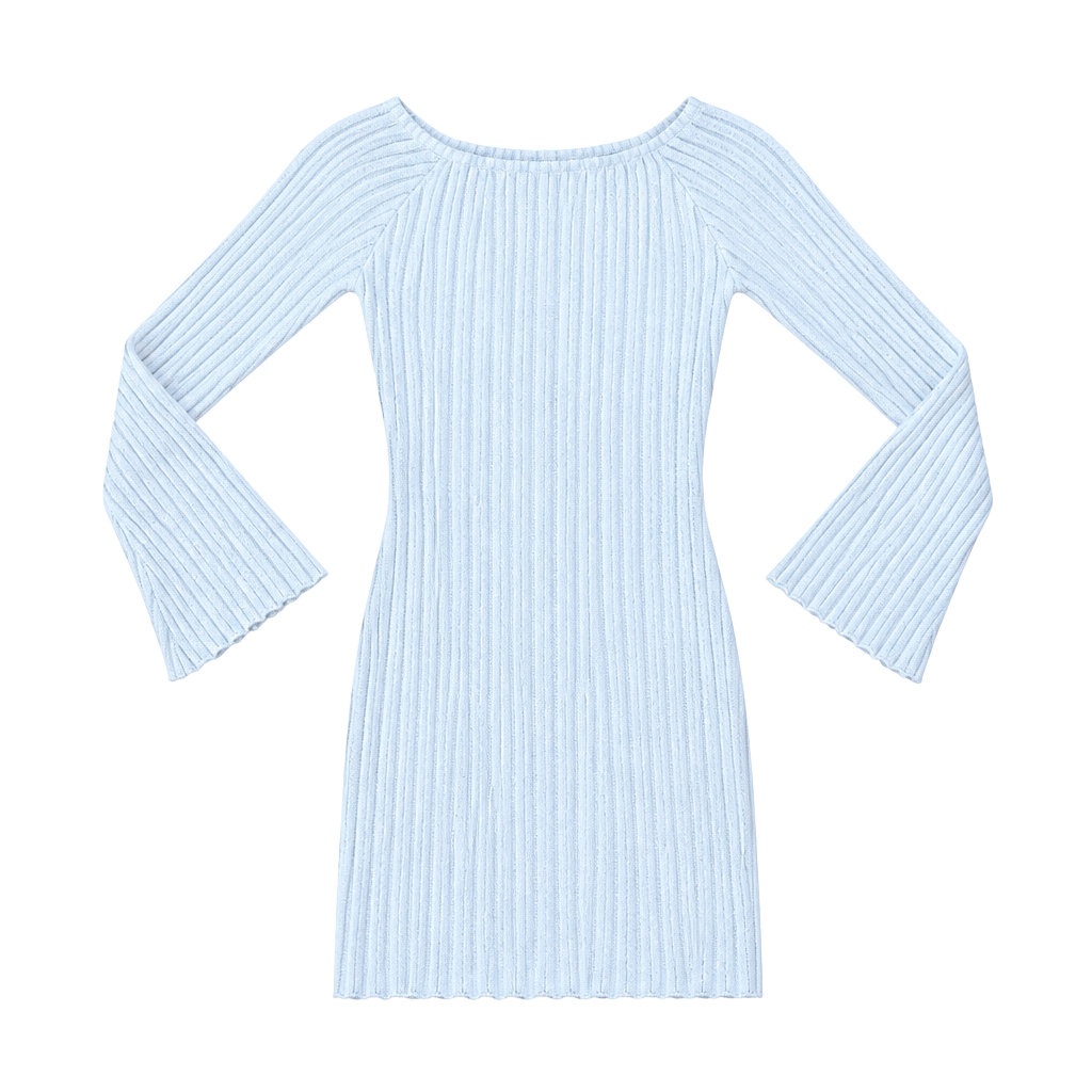 Princess Polly Brownhall Long Sleeve Mini Dress Size M/L White Ribbed Knit 1