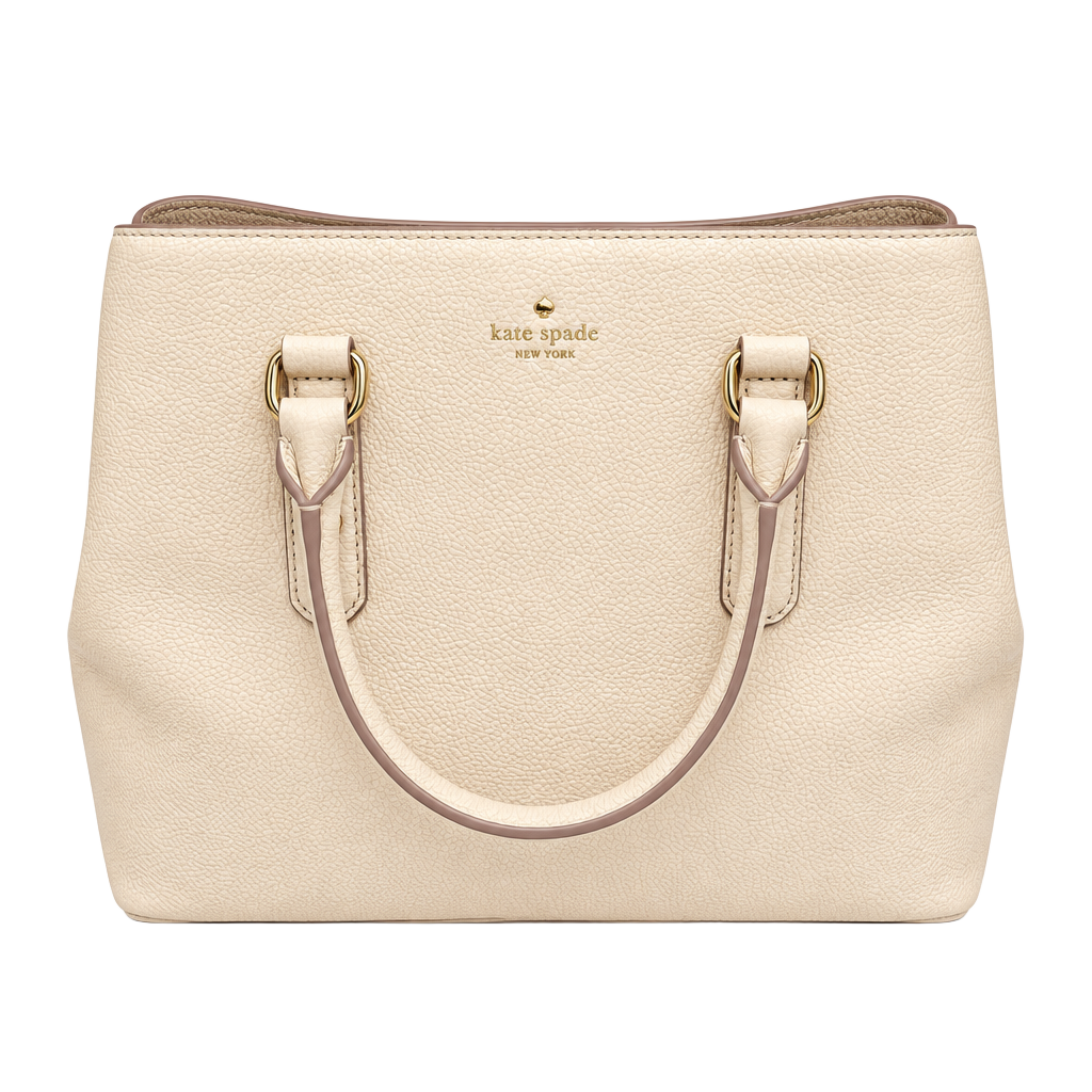 Kate Spade New York Pebbled Leather Satchel Handbag Cream 1